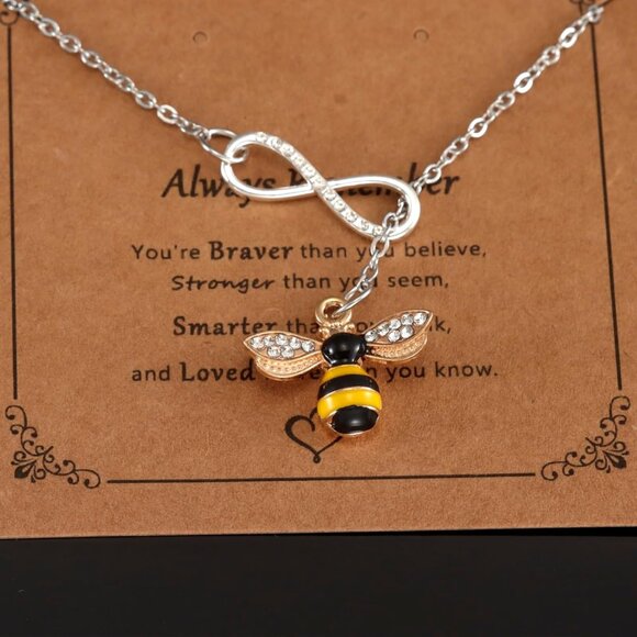 Bee Necklace Gifts for Women Gold Bumblebee Jewelry Honey Bee Necklaces - Picture 2 of 7